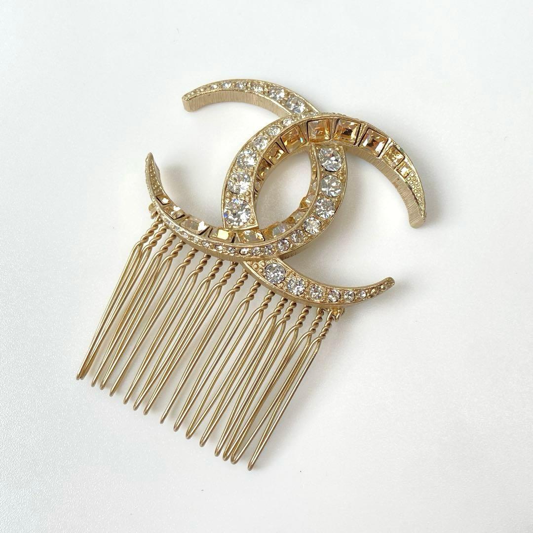 美品 シャネル CHANEL ココマーク ラインストーン ヘアコーム B15C.