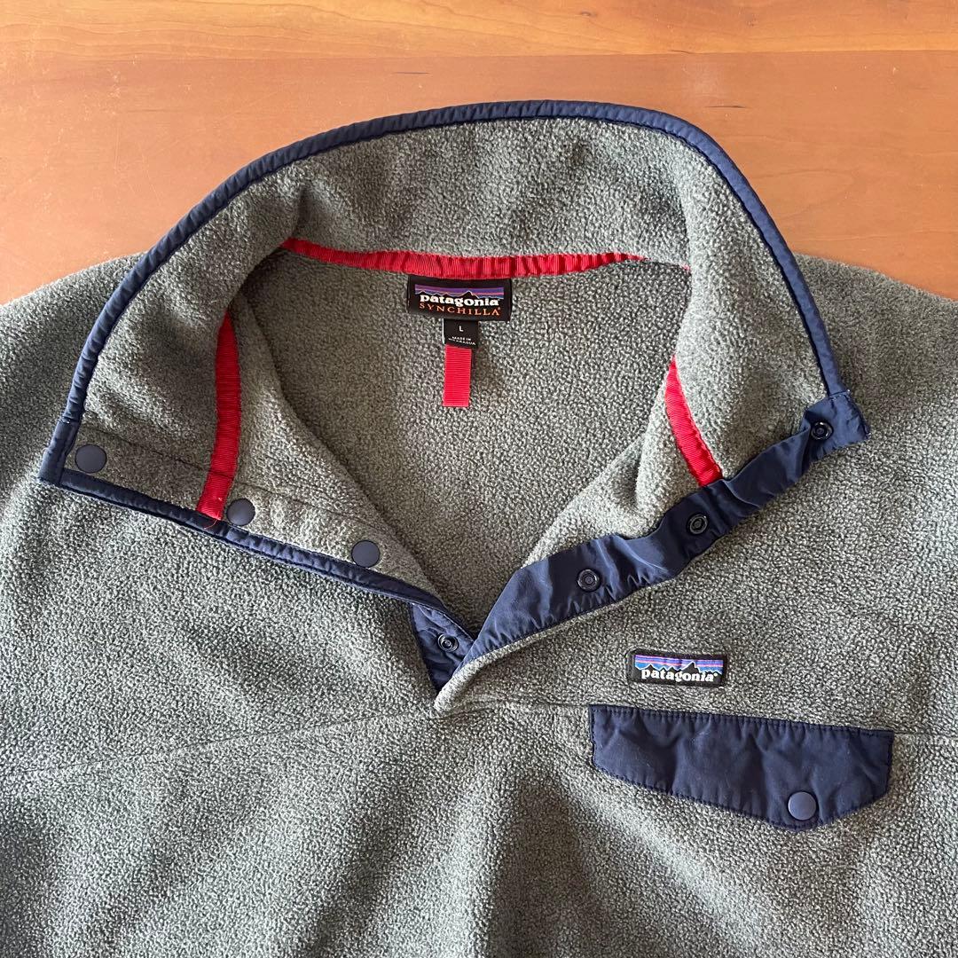 Patagonia Snap-Tフリース★ネイビー×グレー　メンズL★柴田ひかり