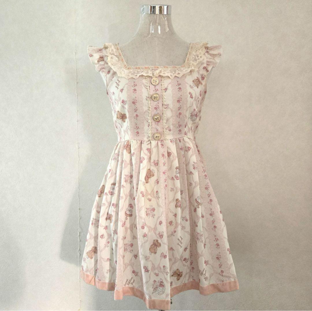 リズリサ LIZLISA リボンベア柄 ワンピース カーディガン セット 姫系