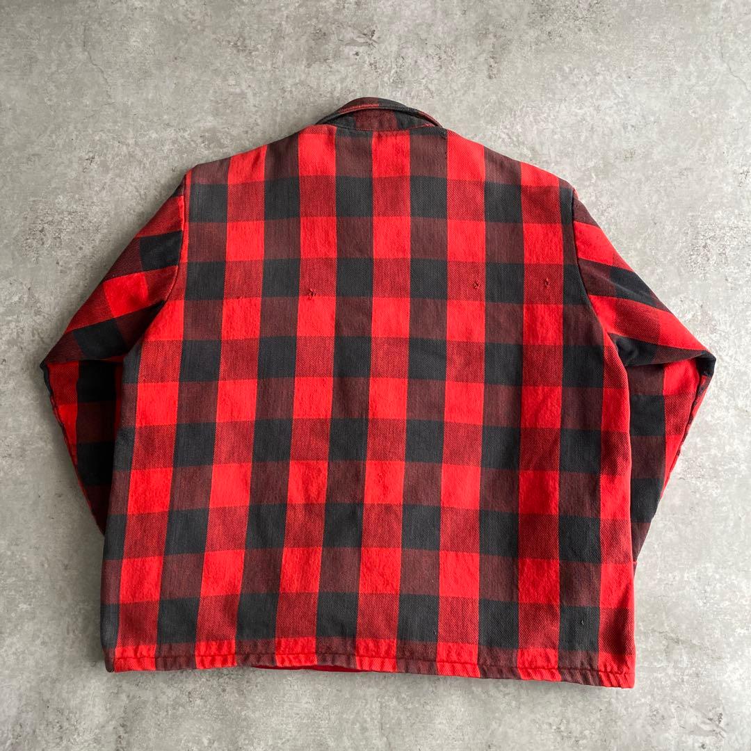 70s FIVEBROTHER キルティング ネルシャツ USA製 赤×黒 XL