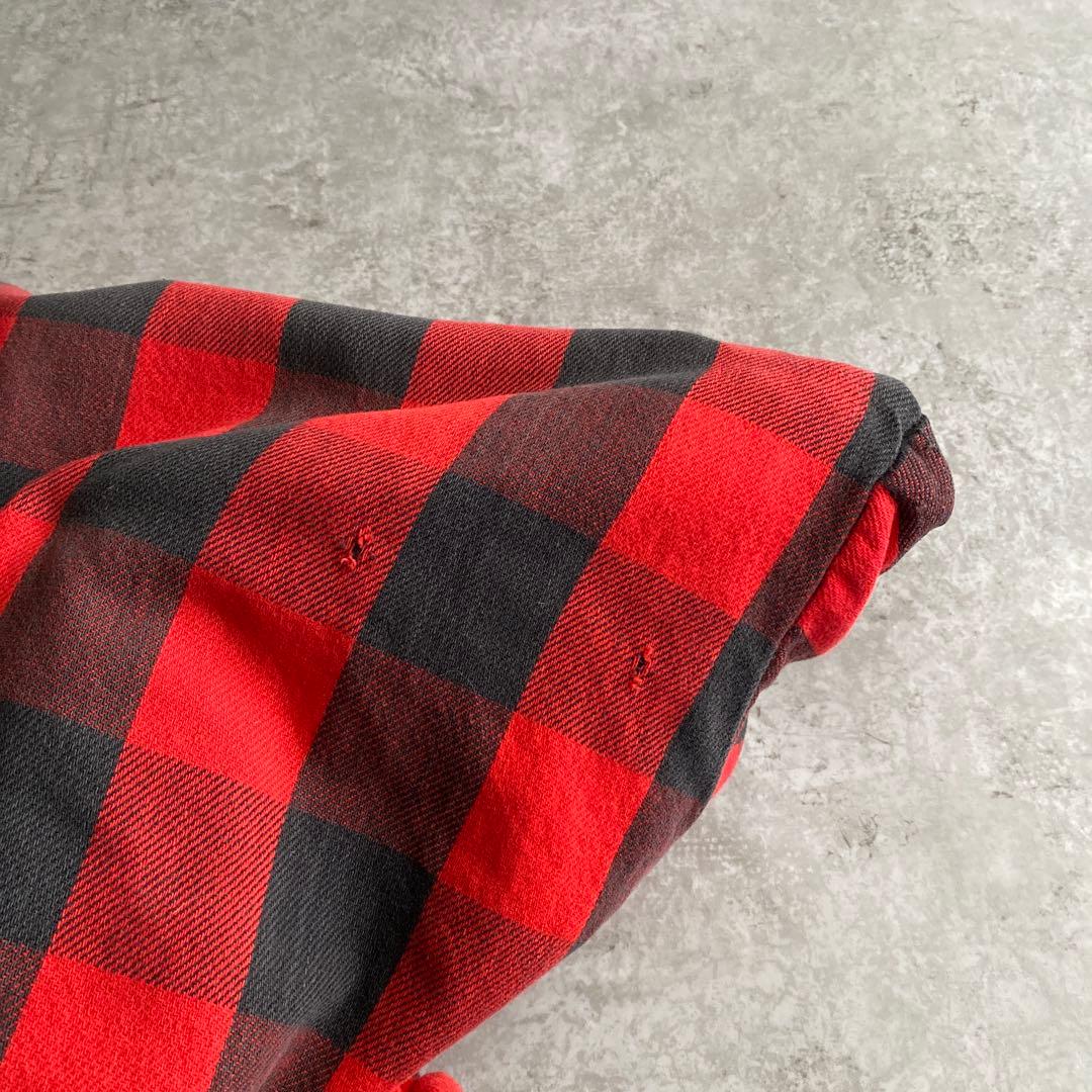 70s FIVEBROTHER キルティング ネルシャツ USA製 赤×黒 XL
