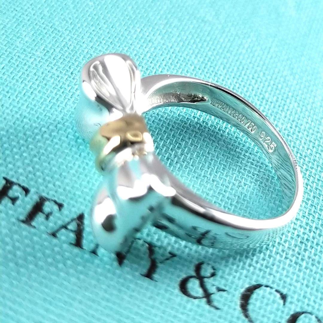 ●SALE●【ティファニー】リボン　コンビ　リング　７号　2248