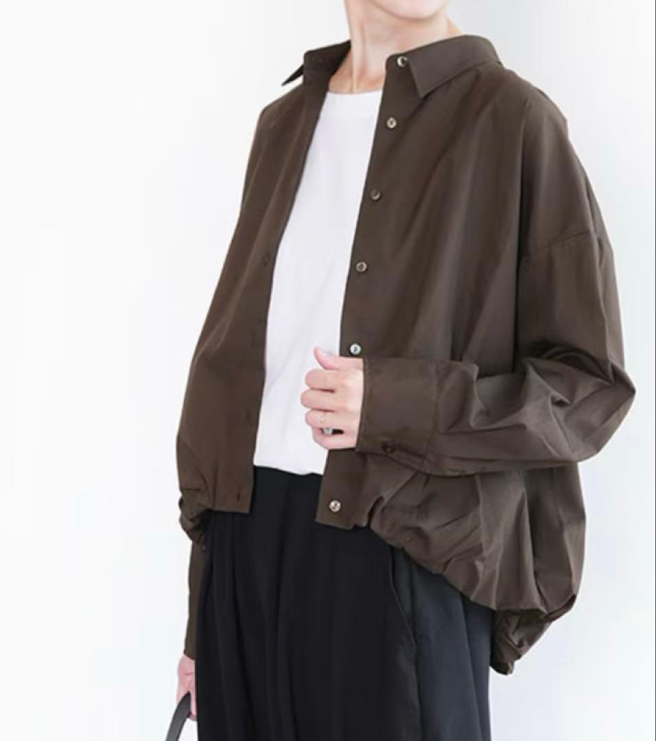 ミズイロインド　バルーンシャツ ブラウン