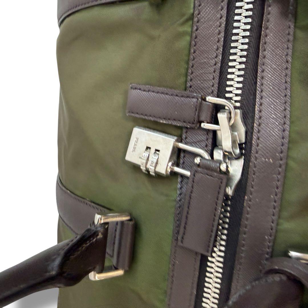 プラダ 1848 三角ロゴ　レザー ナイロン　ボストンバッグ　大容量