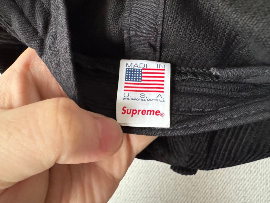 シュプリーム SUPREME Sロゴ コーデュロイキャップ 黒