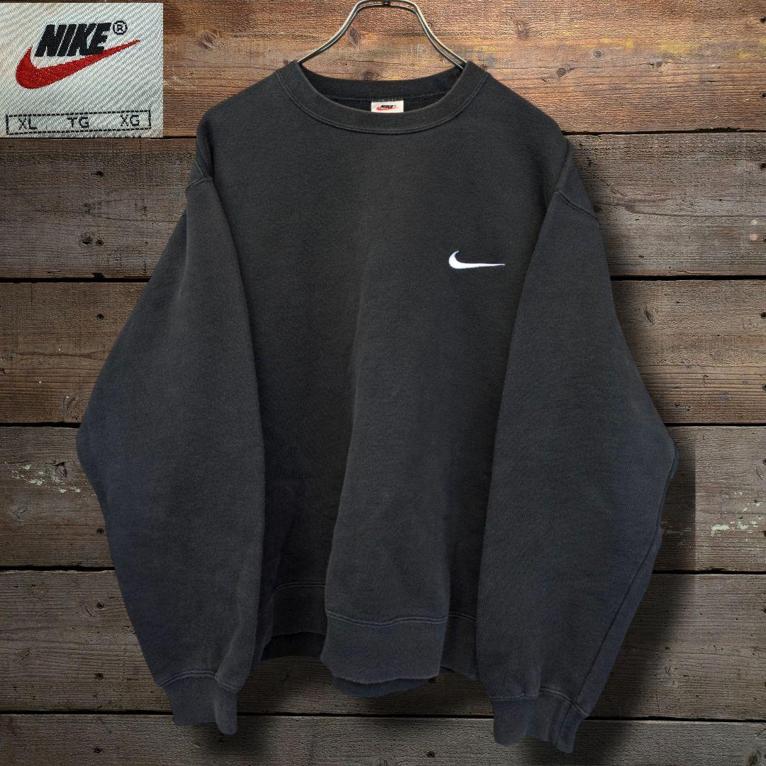 90s　OLD NIKE　ブラックフェード　肉厚　極太アーム　スウェット　XL