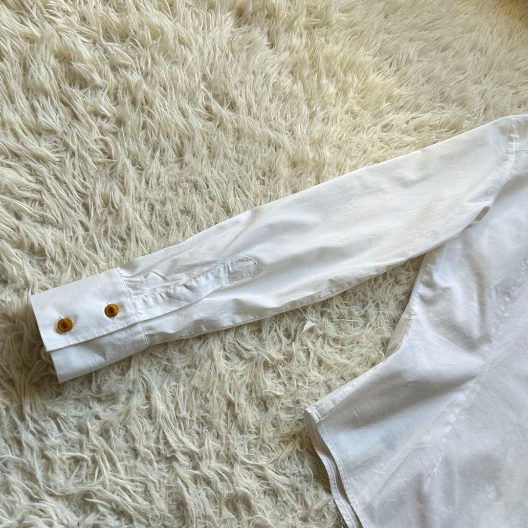 ヴィヴィアンウェストウッド　ボタンダウン　ハイネックシャツ　ストレッチ　白　刺繍