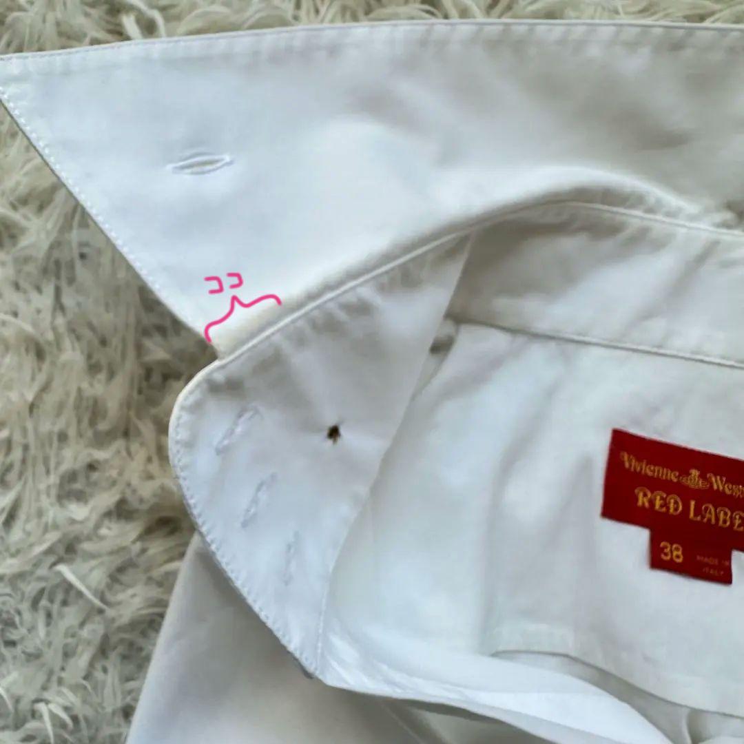 ヴィヴィアンウェストウッド　ボタンダウン　ハイネックシャツ　ストレッチ　白　刺繍