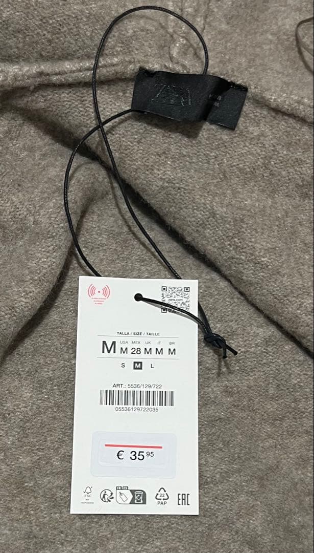 ZARAフード付きタイベルトニットカーディガン　リボン　M