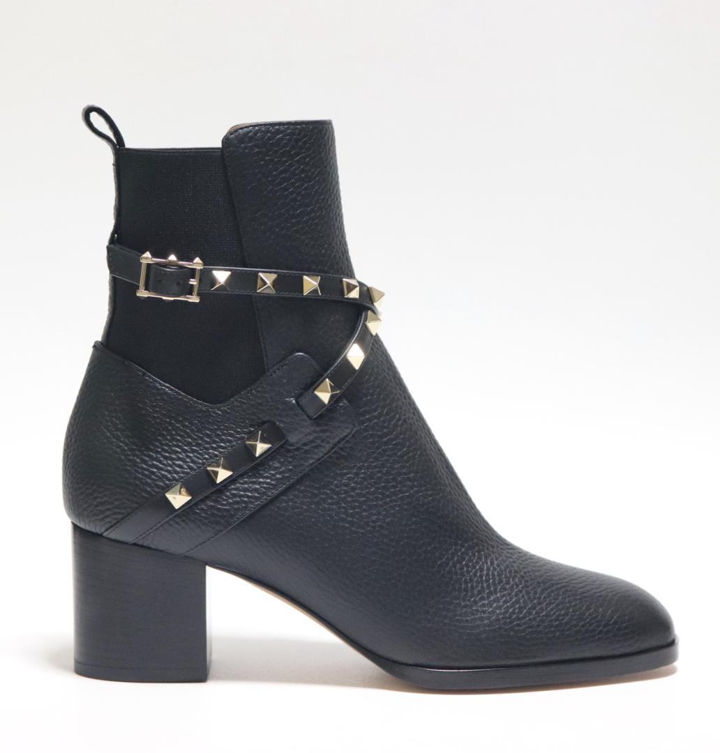 新品【ヴァレンチノガラバーニ】ロックスタッズ アンクルブーツ 黒 38.5