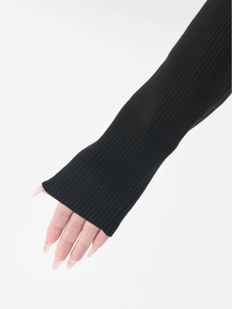 DRビジューフラワーリブニットトップス