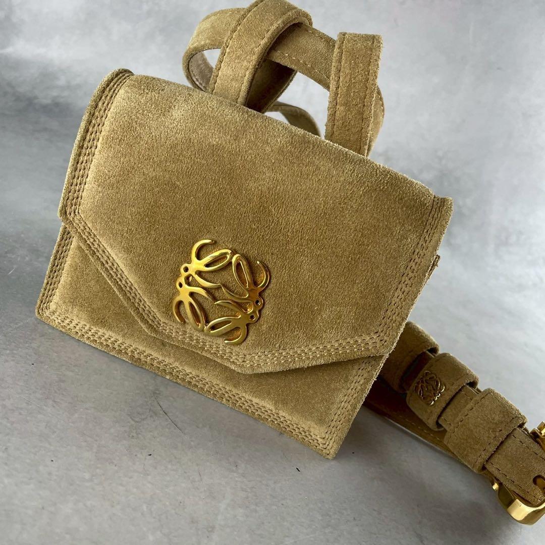超希少 美品✨LOEWE 2wayミニウエストバッグ アナグラム スエード 総柄