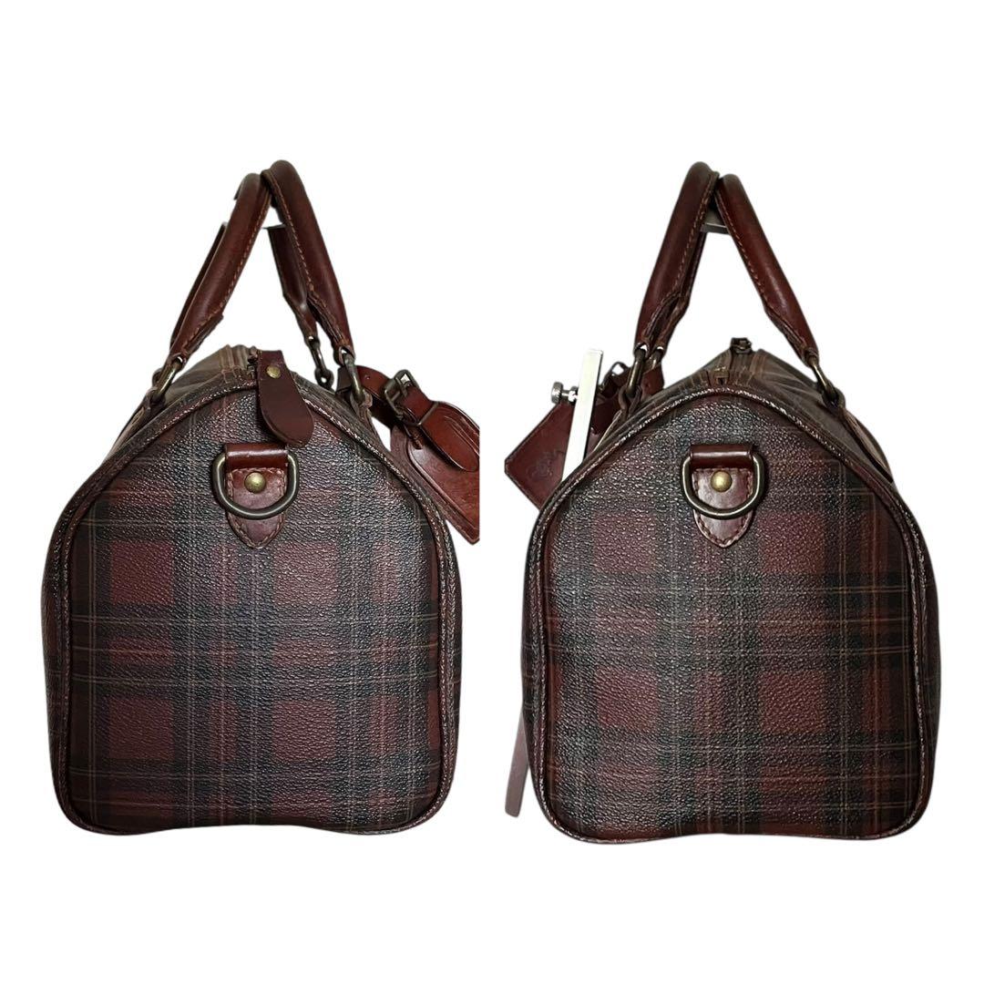 美品　ポロラルフローレン　ミニボストンバッグ　チェック　PVC ヴィンテージ