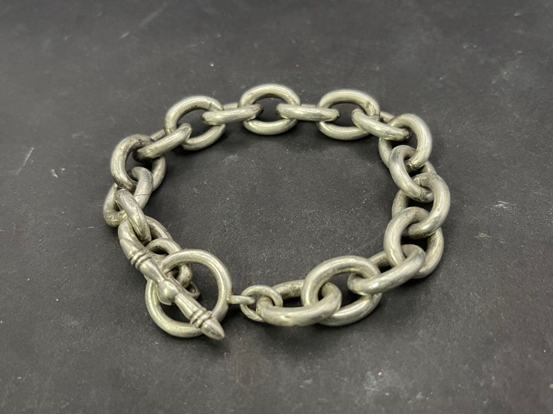 シルバー925製　極太！あずきチェーンブレスレット　約23cm 線径3.5mm