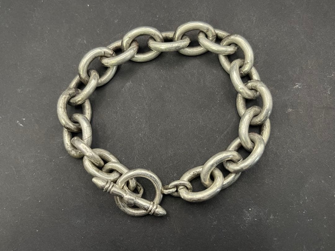 シルバー925製　極太！あずきチェーンブレスレット　約23cm 線径3.5mm