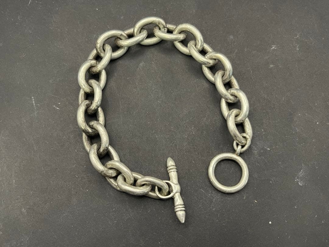 シルバー925製　極太！あずきチェーンブレスレット　約23cm 線径3.5mm