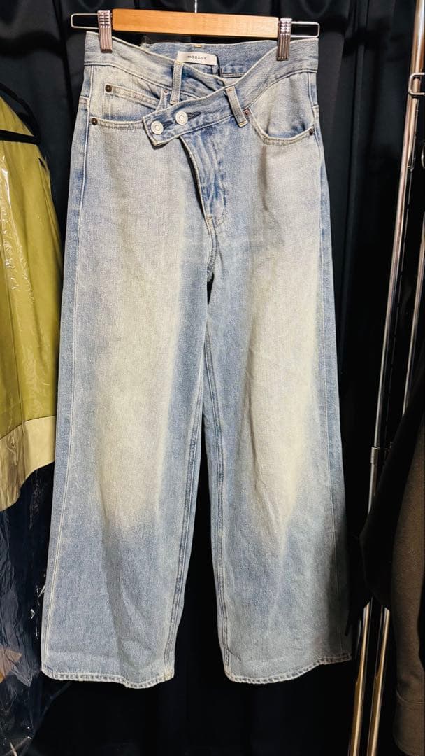 moussy マウジー クロスウエストワイド ストレート デニム 新品