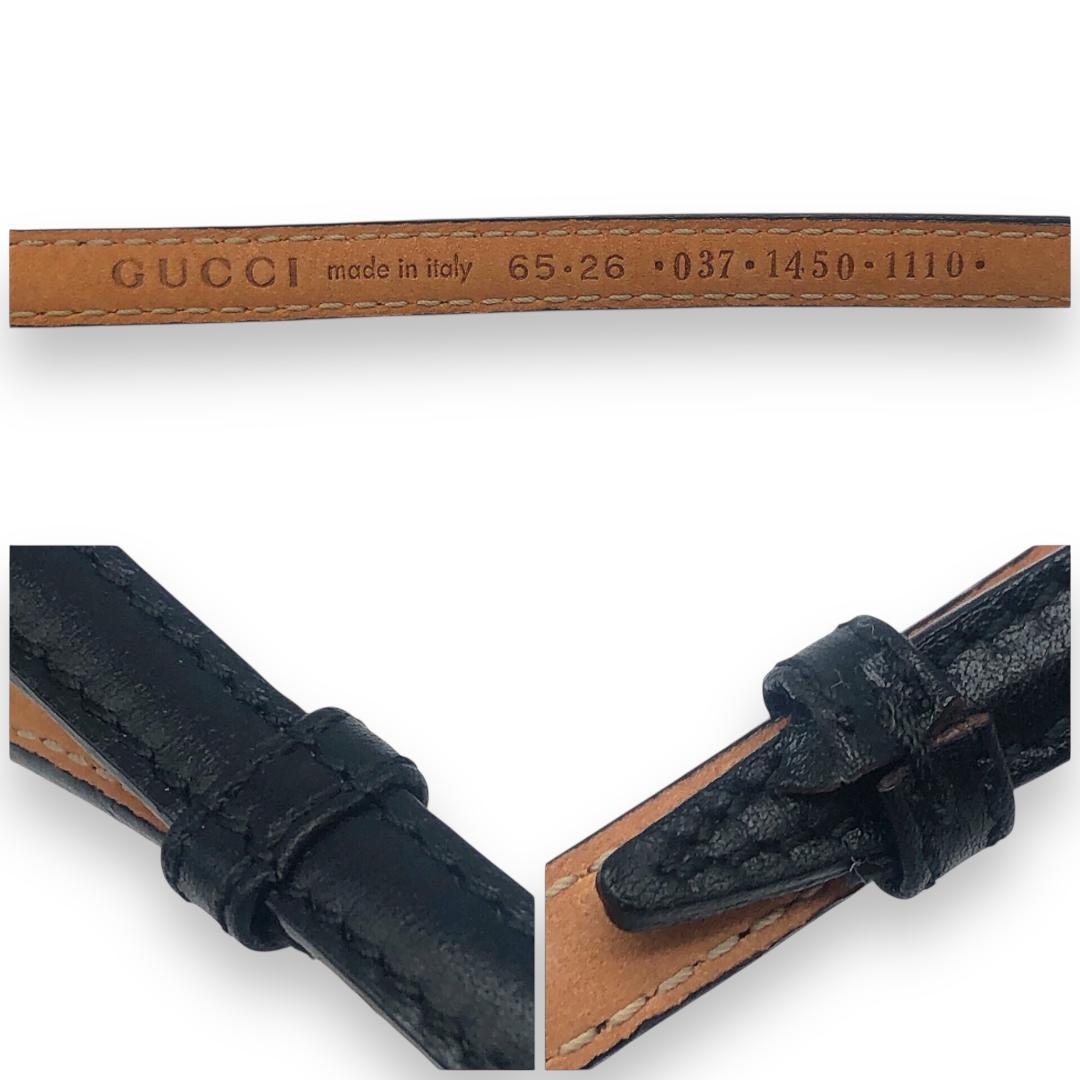 【美品】GUCCI グッチ ホースビット 細ベルト ゴールド ブラック レザー