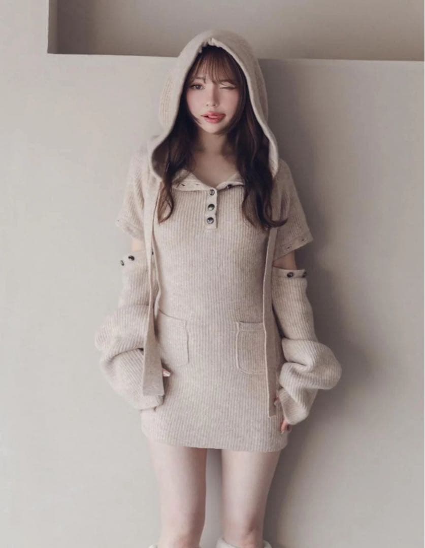 トップス andmary alma button mini dress