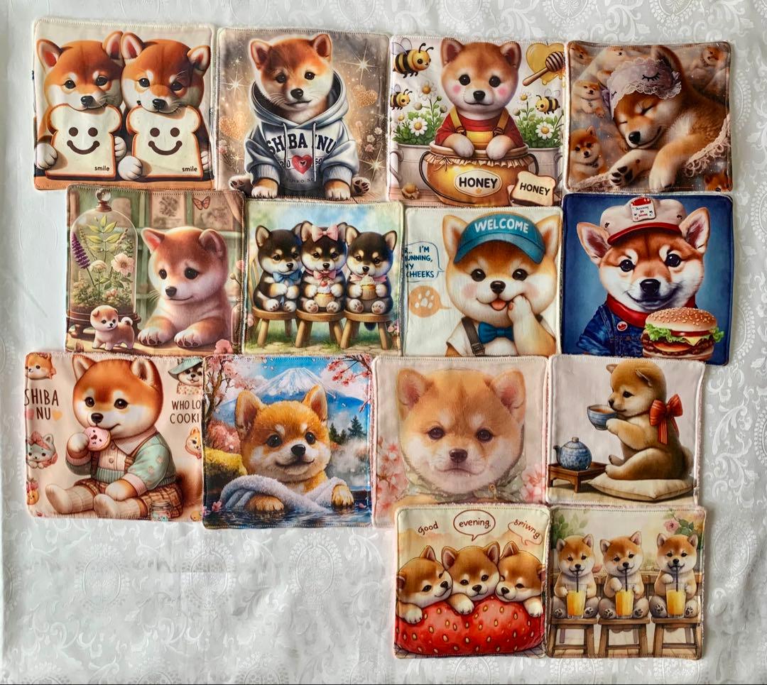 豆柴助　ティーカップに入った可愛い仔犬と紫陽花　トートバッグ　小物入れ