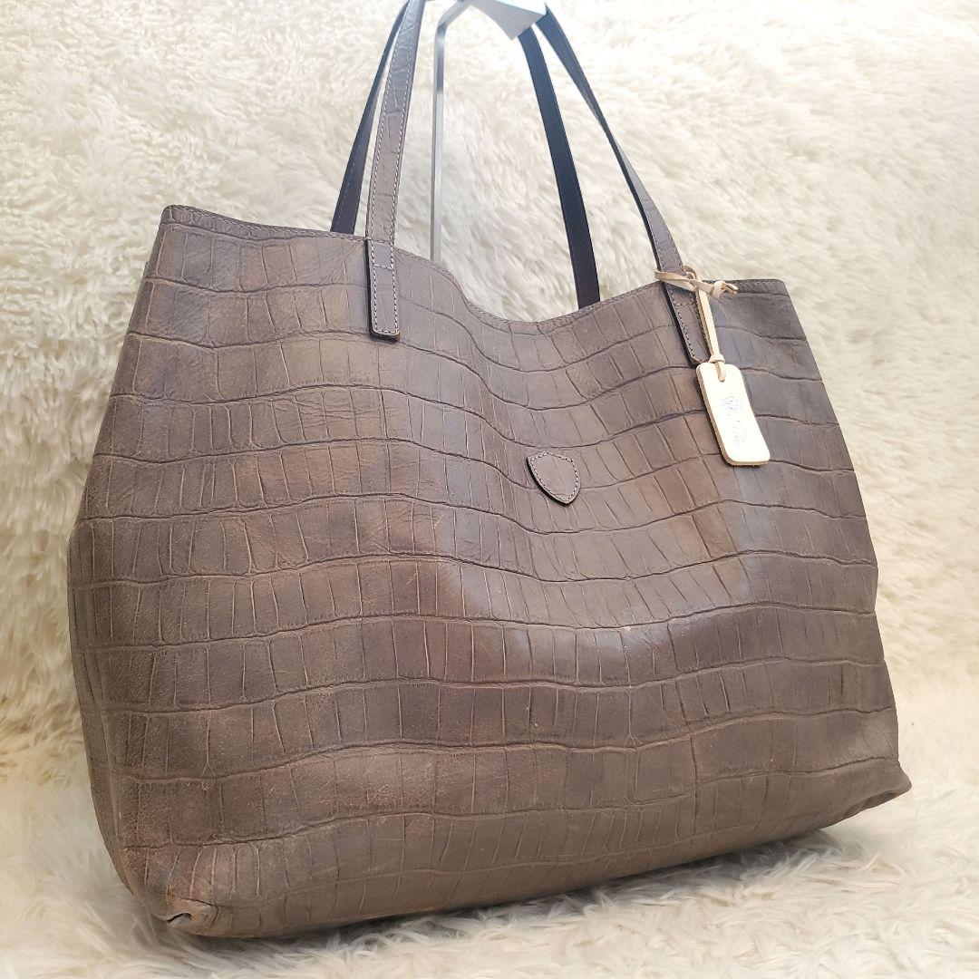 ⭐最終値下げ⭐Felisi　クロコ型押し　レザー トートバッグ 　a4収納