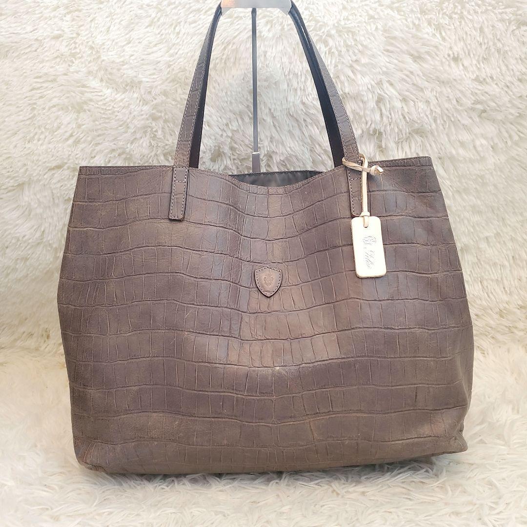 ⭐最終値下げ⭐Felisi　クロコ型押し　レザー トートバッグ 　a4収納