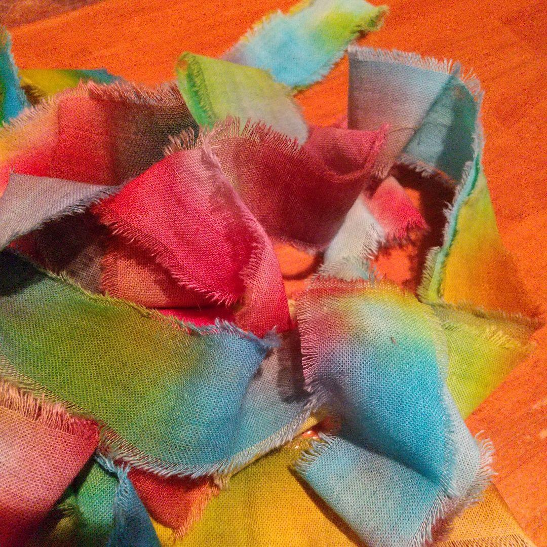 ❣️蘭❣️。15，ジャンクジャーナル素材。手染めフリンジ加工裂き布リボン