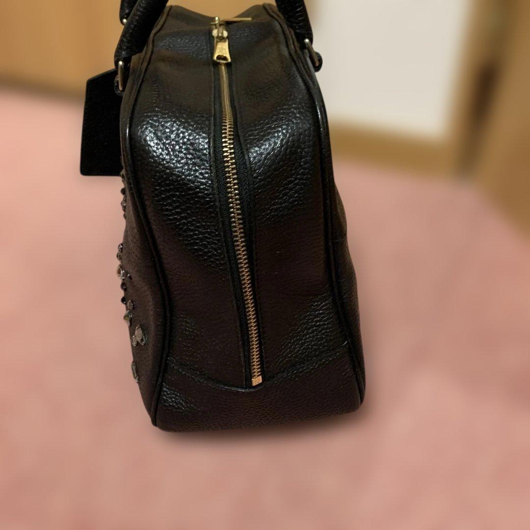 再値下げ極美品タグ付き✨A.D.M.J. スワロフスキー ボストンバッグ 黒