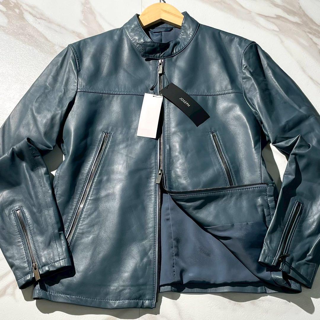 未使用タグ付✨JOSEPH スタンドカラー シングルライダースジャケット 羊革