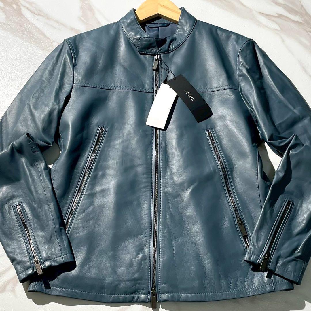 未使用タグ付✨JOSEPH スタンドカラー シングルライダースジャケット 羊革