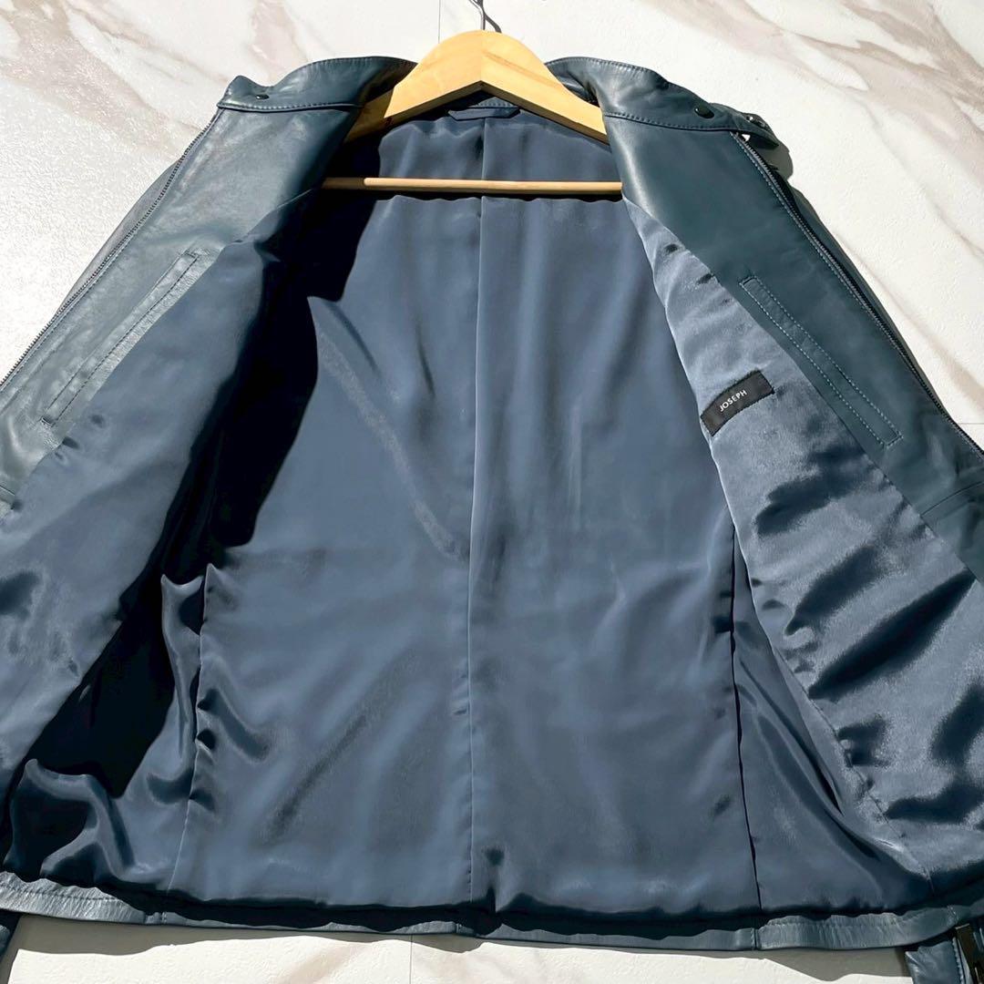 未使用タグ付✨JOSEPH スタンドカラー シングルライダースジャケット 羊革