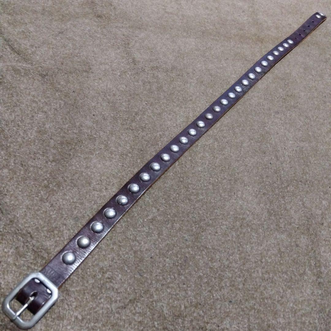 Mサイズ JEF GULLEA レザー スタッズベルト 茶芯
