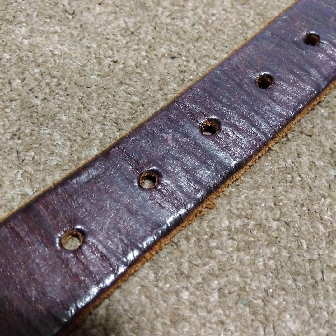 Mサイズ JEF GULLEA レザー スタッズベルト 茶芯