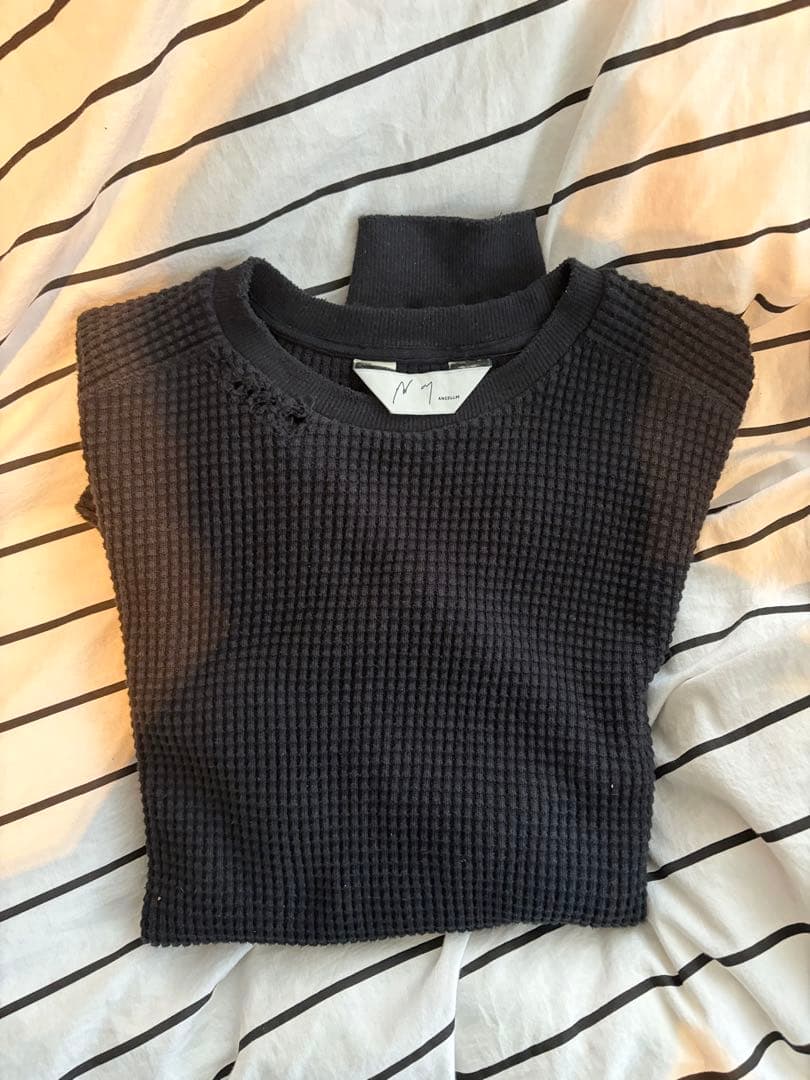 トップス ANCELLM 23AW DAMAGE HEAVY WAFFLE