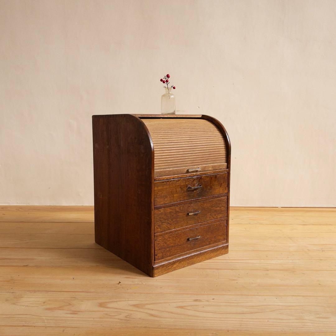 小物入れ　ロールトップ　蛇腹式　希少　収納棚　チェスト　古道具　古家具