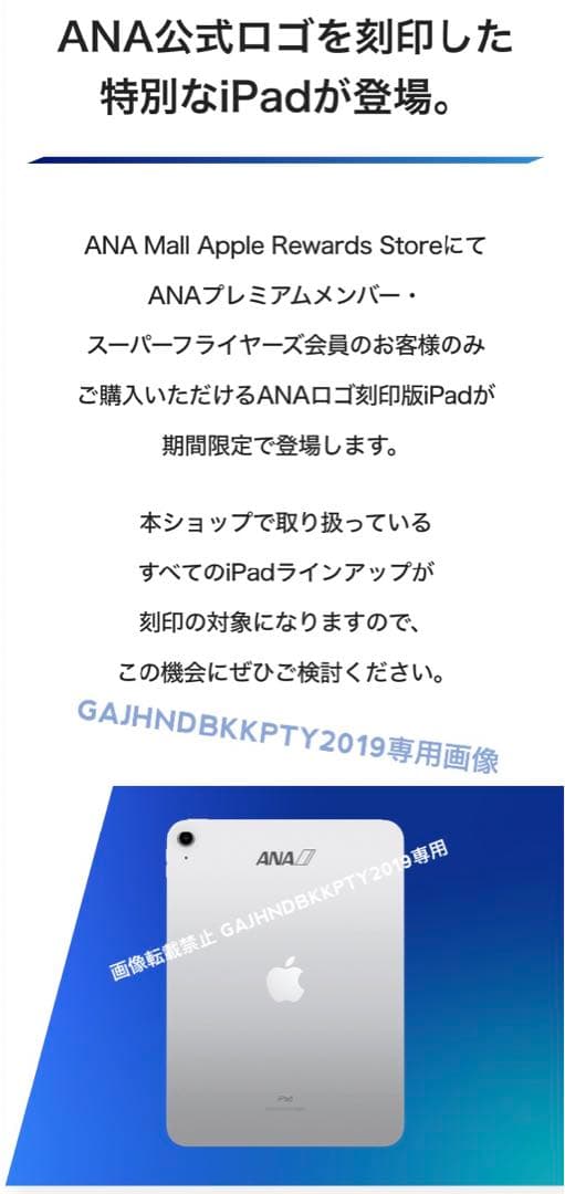 ANAプレミアムメンバー限定 ロゴ刻印 iPad Wi-Fi 64GB 全日空