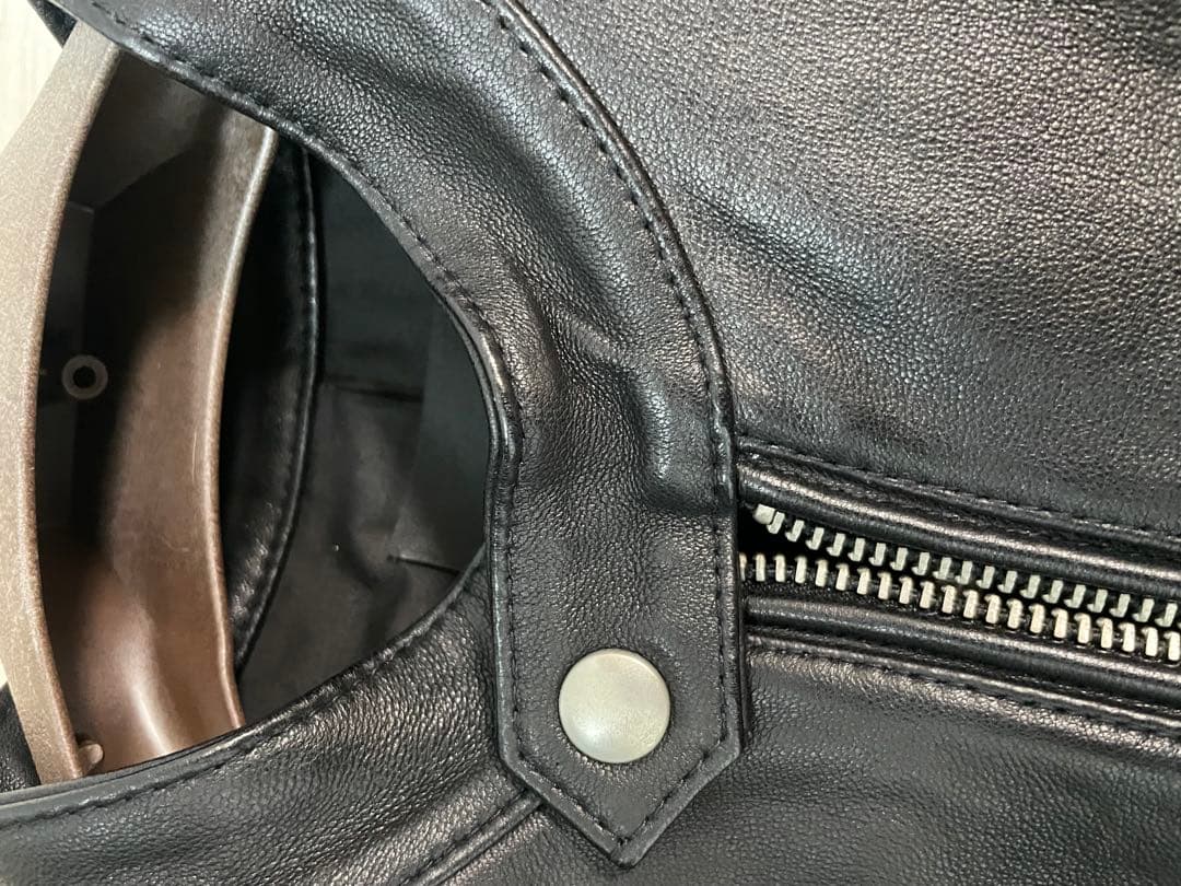 HARE ブラックレザーシングルライダースジャケット