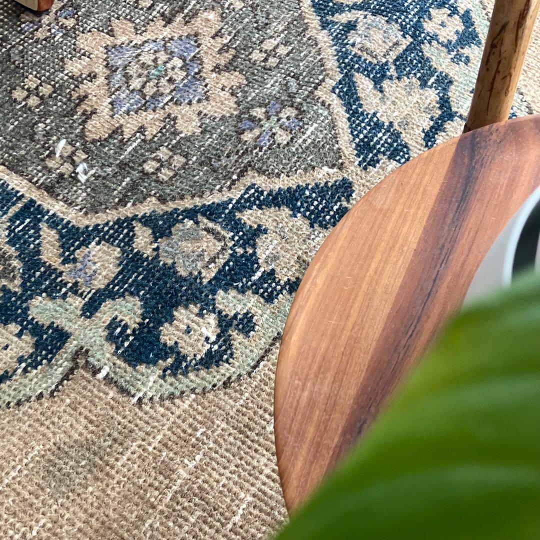 人気キャラメルベージュ68×208 ランナー　グリーン　トルコヴィンテージラグ