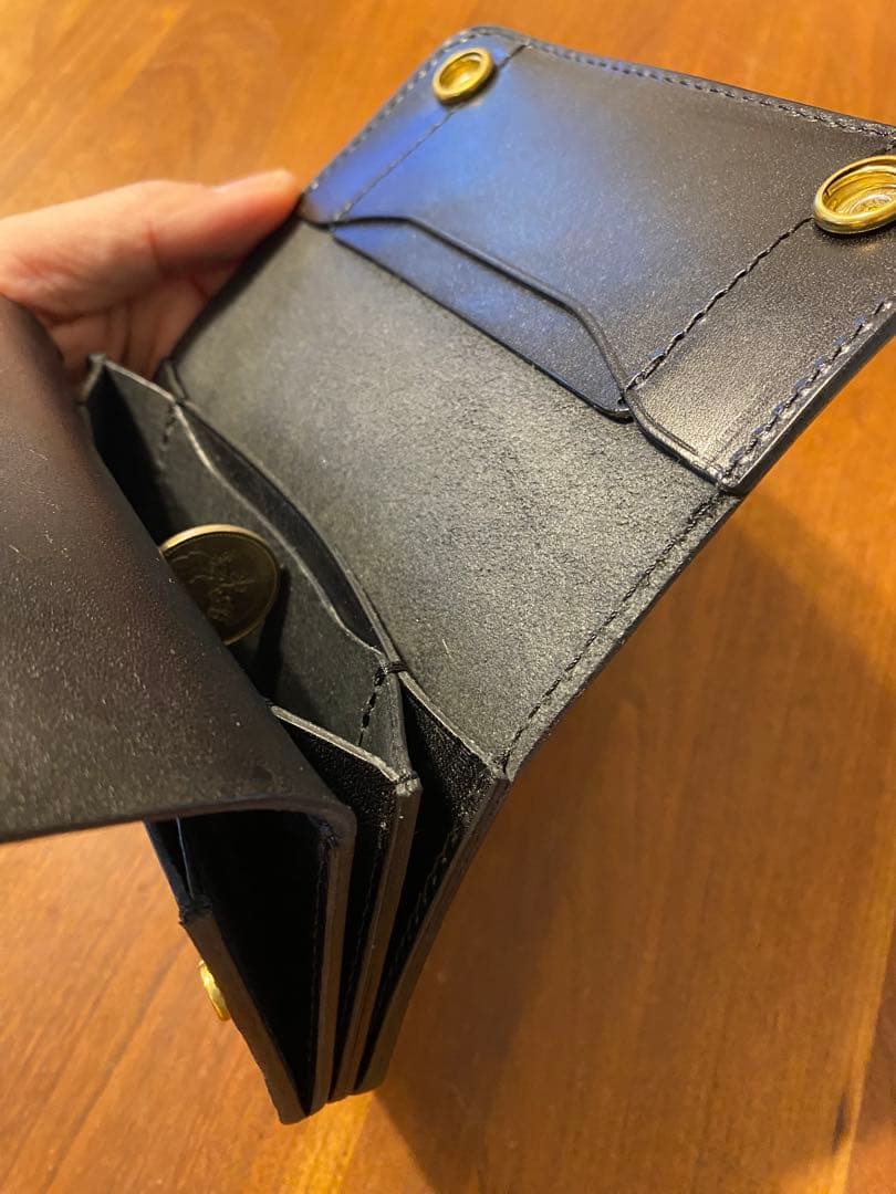 トラッカーウォレット　ミドル　三層　栃木レザー　ブラック