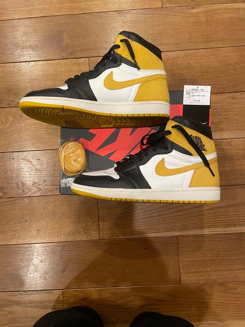 靴 Nike Air Jordan 1 Black/White/Yellow