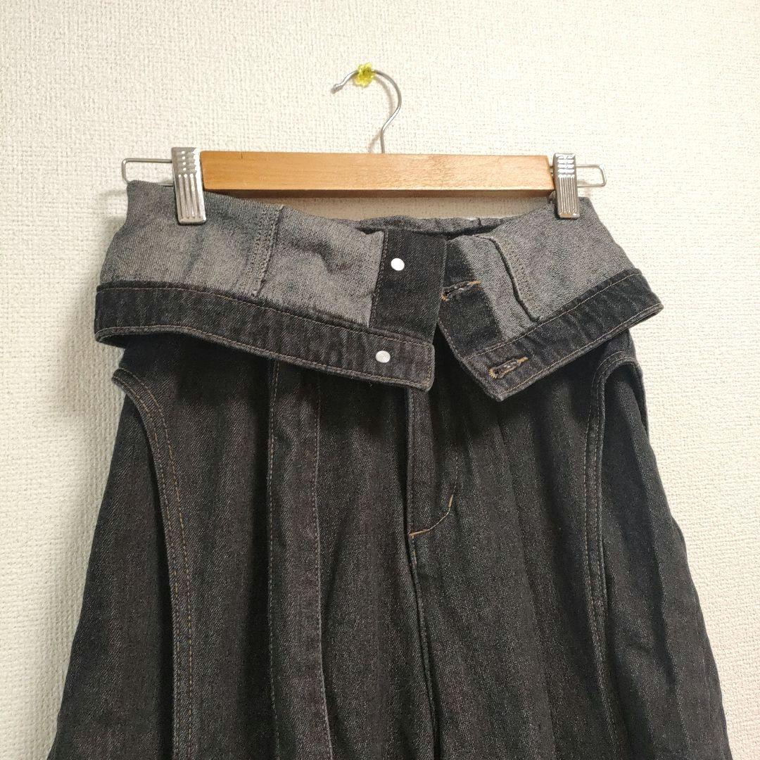 mideal マイディール カットアウトデザインワイドデニム ブラック M