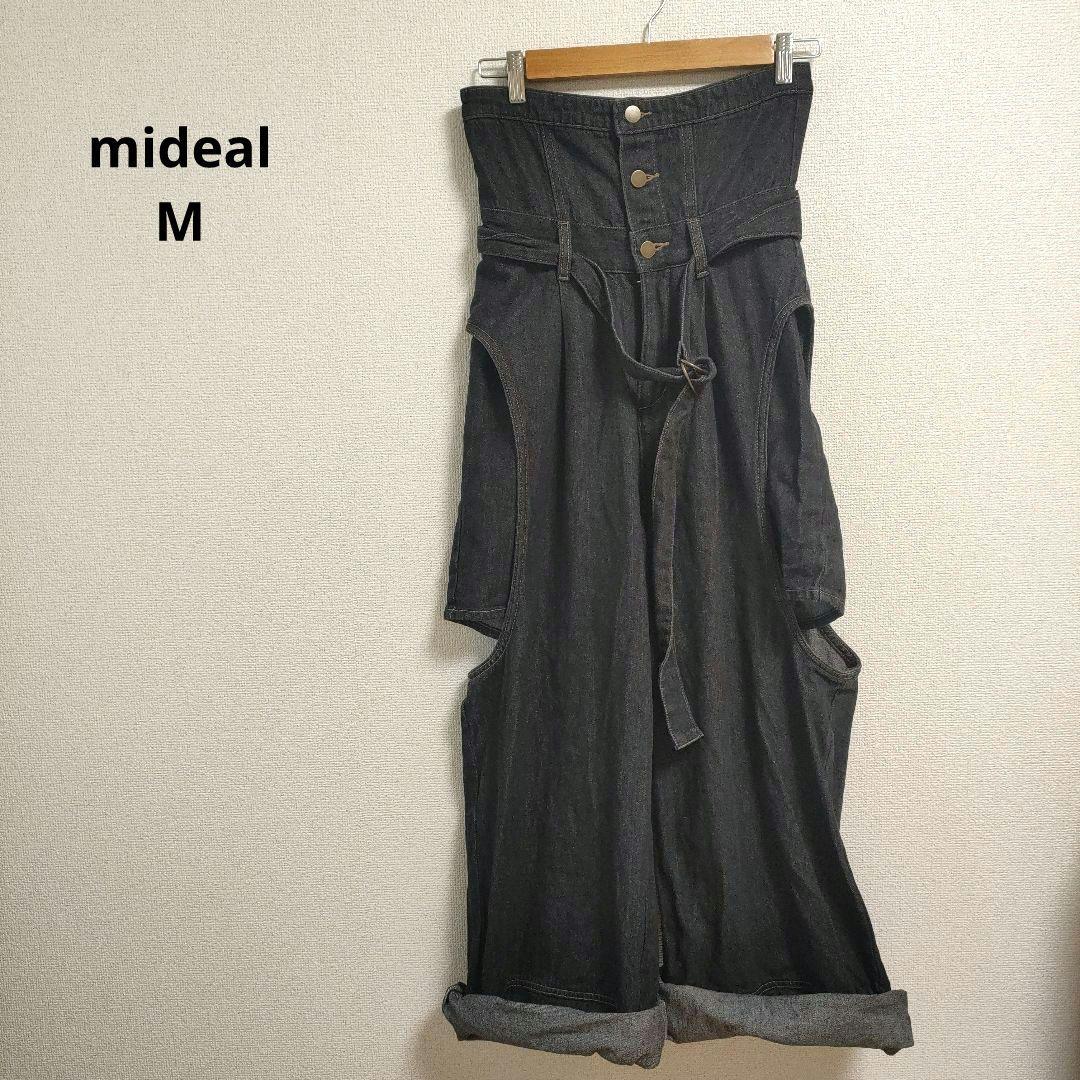 mideal マイディール カットアウトデザインワイドデニム ブラック M