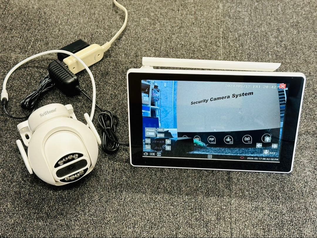 最新ワイヤレス防犯カメラ4台セット500万画素タッチパネル1TB HDD内蔵付き