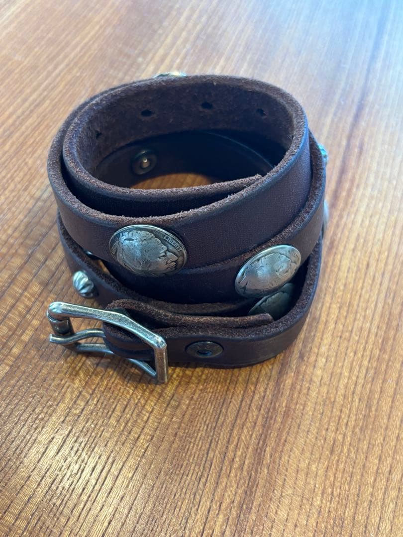 【美品】ヴィンテージ コンチョ アポロスタッズ ナロー レザーベルト