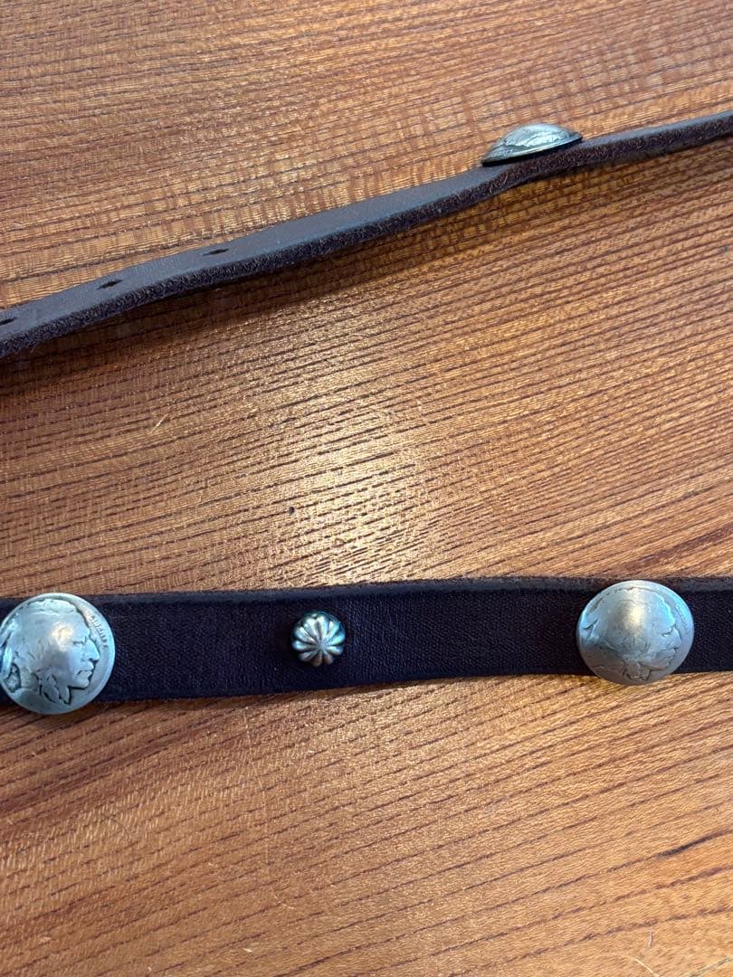 【美品】ヴィンテージ コンチョ アポロスタッズ ナロー レザーベルト