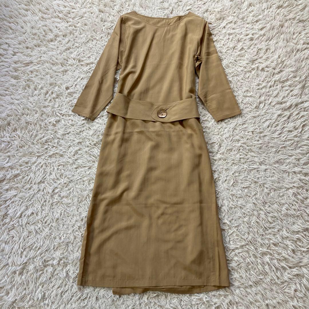 ヨーガンレール セットアップスーツ シルク100% M ベージュ ベルト付