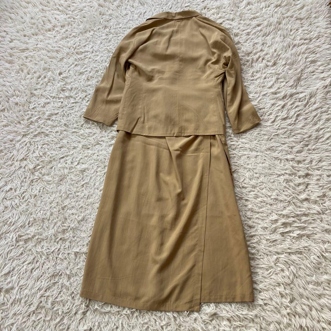 ヨーガンレール セットアップスーツ シルク100% M ベージュ ベルト付