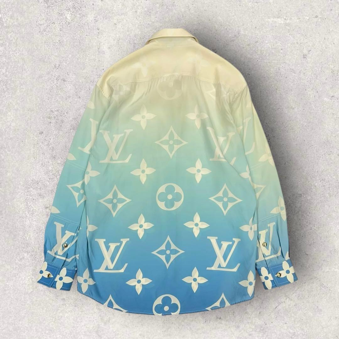12084【近年モデル】ルイヴィトン　モノグラム総柄シルクシャツ　グラデーション