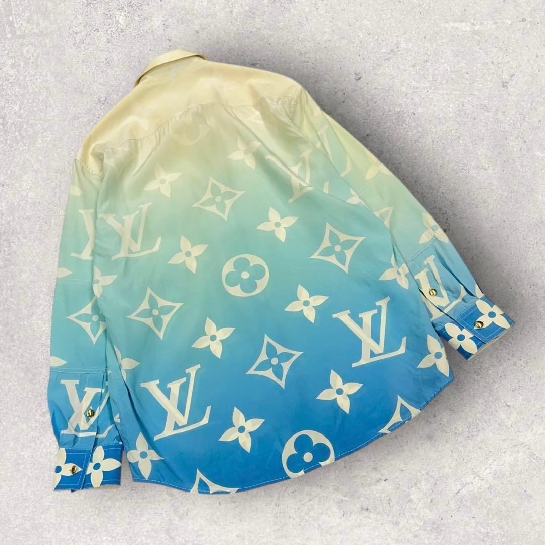 12084【近年モデル】ルイヴィトン　モノグラム総柄シルクシャツ　グラデーション