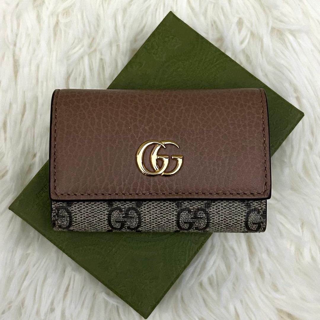 【美品】GUCCI GG柄 GGマーモント コーティング6連 キーケース